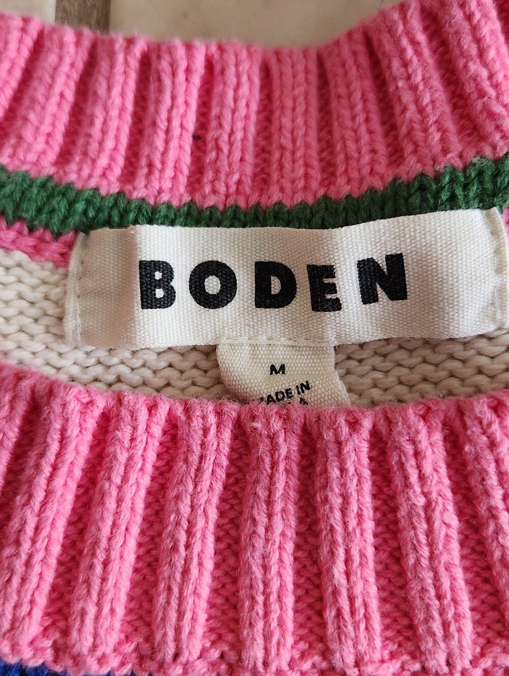 Boden Lucinda Striped 100% Cotton Jumper Sweater Boxy Preppy Bold Ladies Med - Picture 2 of 4